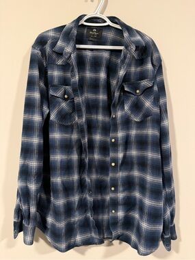 Wind River Blue and White Plaid Button-Down Shirt